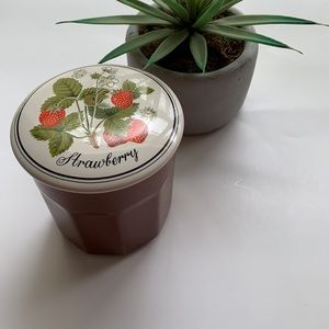 Vintage Japan Strawberry Ceramic Pottery Jar